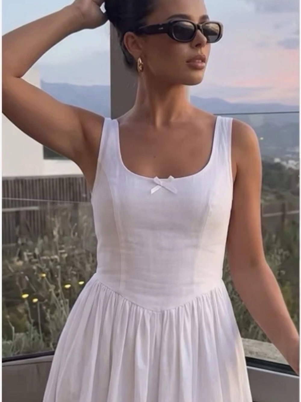 ZARA CORSET-STYLE POPLIN MIDI DRESS - Picture 6 of 16